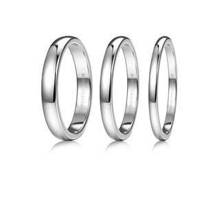 Wedding Band Set for Him & Her, Custom Engraved Silver Tungsten Ring, Matching Durable Comfort Fit Rings, Vintage Jewelry  Elegant Ring