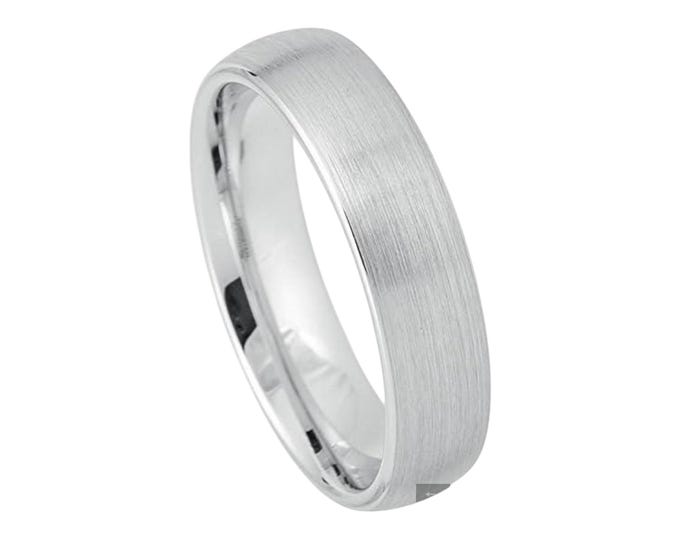 Free Personalized laser engraving Ring for Men and Ring for Women Platinum-plated (ion-plating*) White Tungsten – 6mm Wedding Band Ring