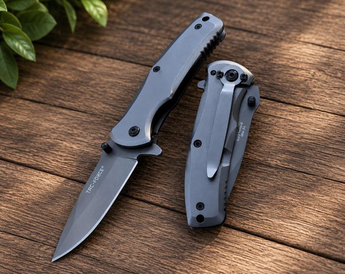 Custom Engraved Tac-Force Pocket Knife, Spring-Assisted Titanium Coated Blade, Personalized Groomsmen Gift, Father's Day EDC Knife
