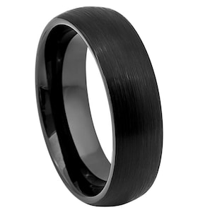 Anello in acciaio inossidabile per uomo e donna, anello nero inciso gratuitamente, fede nuziale con incisione laser personalizzata, anello di coppia classico con cupola spazzolata