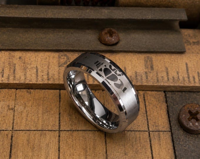 Custom Engraved Celtic Claddagh Ring, Tungsten Carbide Wedding Band 6mm, Irish Wedding Jewelry Band, Matching Couple Promise Ring