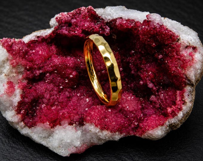 Personalized Titanium Wedding Band, Gold-Plated Wave Ring, Custom Engraved Ring, His & Hers Wedding Band, Comfort Fit Unique Promise Ring