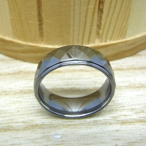 Custom Engraved Statement Ring, Tungsten Ring Gift, 8mm Step Edge Wedding Band for Men & Women, Unique Personalized Gift for Him or Her