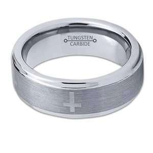 Personalized Engraving 8mm or 6mm Brushed Tungsten Carbide Christian ...