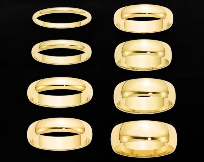 Personalised Gold Tungsten Wedding Ring Set, Custom Engraving Dainty Ring, Engagement Ring Set, Men's or Women's Durable Statement Band