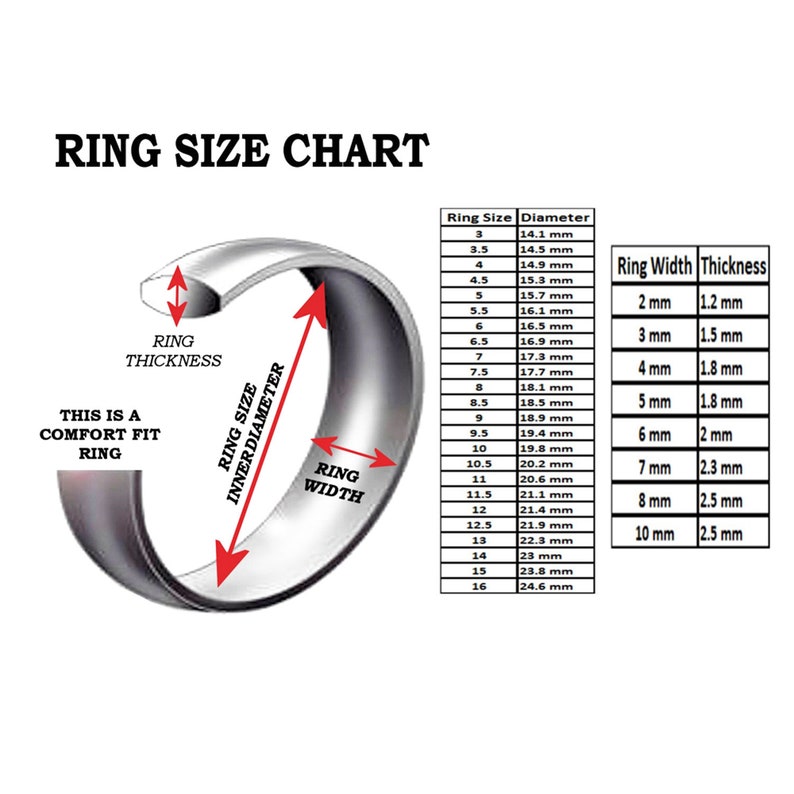 Custom Engraving Men 0r Women Gold Tungsten Carbide Wedding Band Ring Set. Choose Width from 2mm, 3mm, 4mm, 5mm, 6mm, 7mm, 8mm , 9mm image 8