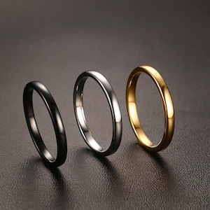2mm Fine Woman Rings, Classic Engagement Wedding Bands Couple Rings, Hypoallergenic Rose Gold Ring Wedding Jewelry, Dainty Promise Ring
