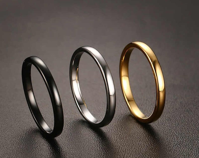 2mm Fine Woman Rings, Classic Engagement Wedding Bands Couple Rings, Hypoallergenic Rose Gold Ring Wedding Jewelry, Dainty Promise Ring
