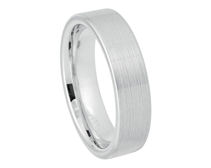 Free Personalized laser engraving Ring for Men for Women Platinum-plated (ion-plating*) White Tungsten - 6mm Wedding Band Ideal for Couples