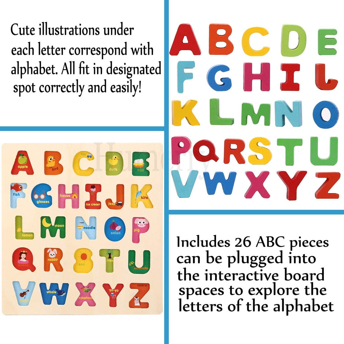 26 Letters Wooden Chunky Letters ABC Alphabet Puzzle Learning | Etsy