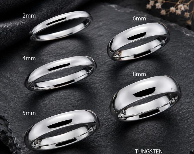 Personalized Tungsten Wedding Band Set, Matching Rings 2mm-8mm, Custom Engraved Couples Bands, Durable Hypoallergenic Promise Ring Set