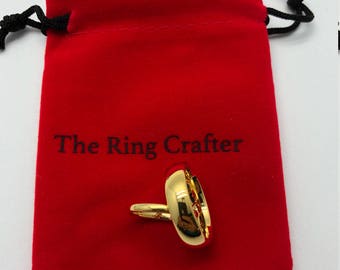 Engraved Yellow Gold Tungsten Wedding Band Set, Matching Couple Rings