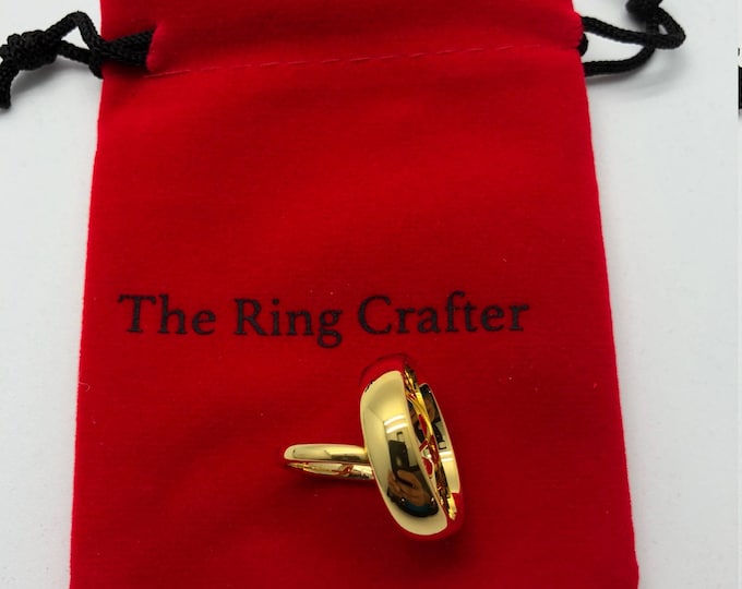 Custom Engraving  - His & Hers - 6mm/2mm Tungsten Carbide Classic Yellow Gold Plated Wedding Band Ring Set