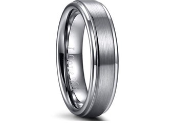 Engraved Tungsten Carbide Ring – Brushed Wedding Band, Anniversary Gift