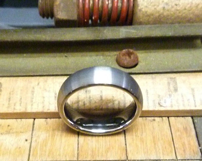 Custom Laser Engraved Tungsten Ring, 6mm Classic Dome Wedding Band with Brushed Finish for Men & Women, Personalized Promise Ring