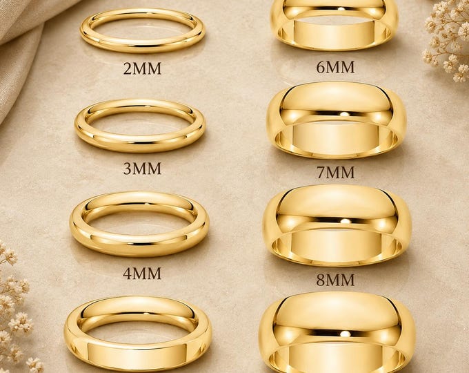 Personalized Gold Tungsten Carbide Band, Custom Engraved His & Hers Wedding Ring, Comfort Fit, 2mm-9mm Band, Anniversary Gift for Couples