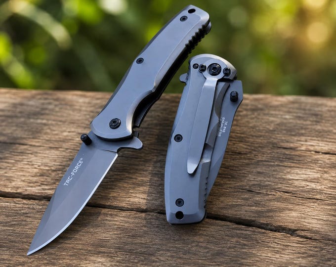 Custom Engraved Tac-Force Pocket Knife, Titanium Coated Spring-Assisted Folding Knife, Personalized Gift Camping EDC Hunting Tool