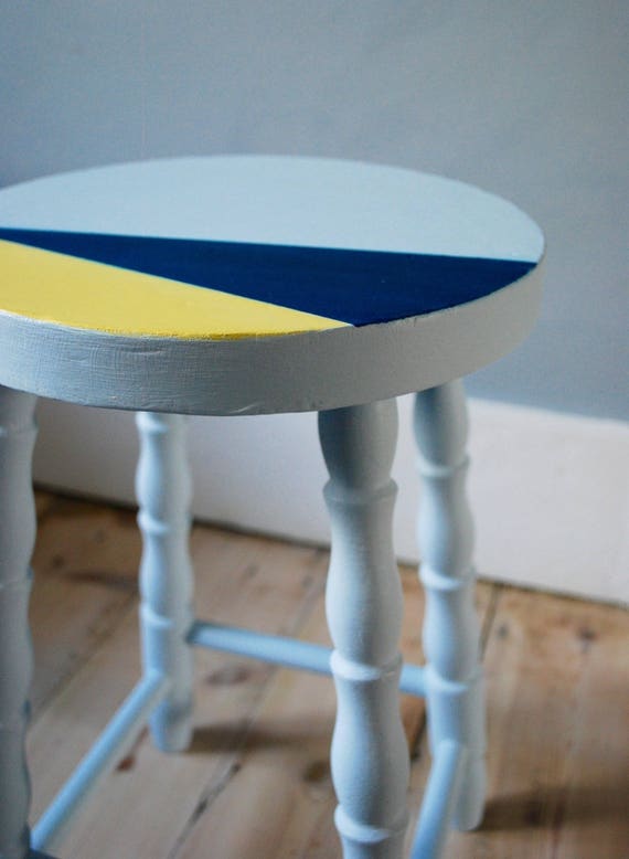 Sold Hand Painted Wooden Stool Made To Order Colour Pop Etsy