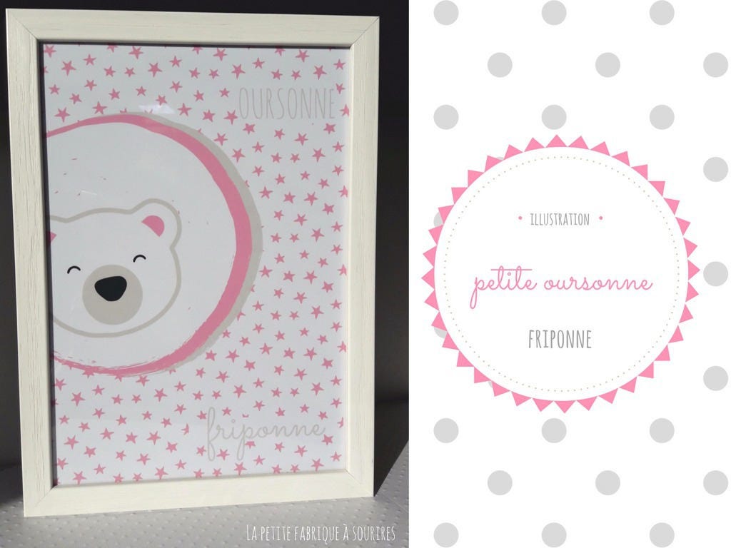 Illustration Encadrée Pour Chambre d'enfant - Petite Oursonne