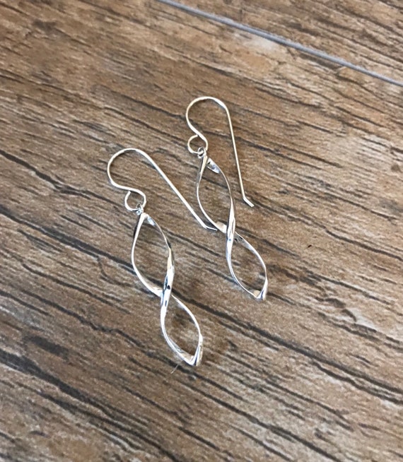 Sterling Silver Infinity Earrings - Long Infinity Earrings -  Infinity Drop Earrings - Figure 8 Earrings - Spiral Earrings