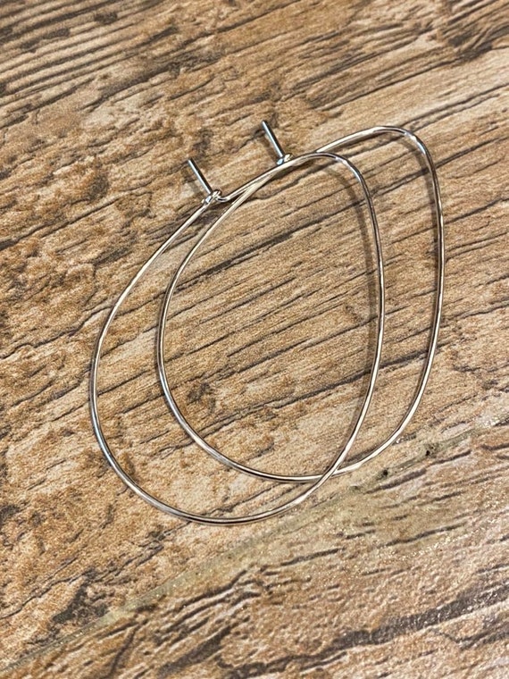 Oval Threader Earrings - Large Oval Earrings - Hammered Hoop Earrings - Oval Threader Hoop Earrings-