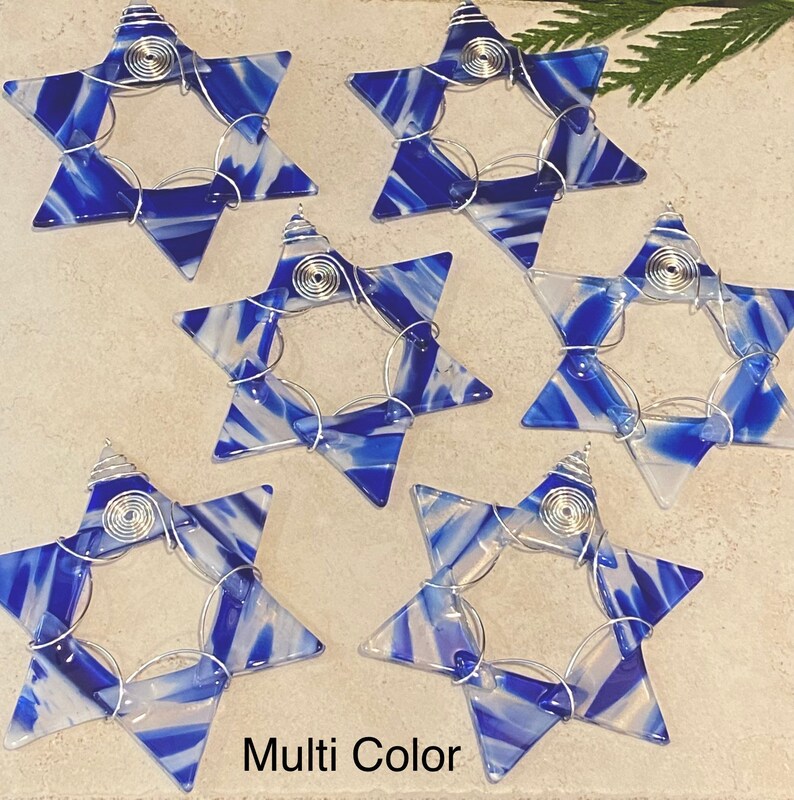 Glass Star of David Wire Wrapped Star Fused Glass Suncatcher Hanukkah Decoration Chanukah Jewish Holiday Star Of David image 8