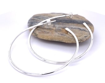 Classic Sterling Silver Post Back Hoop Earrings - Lightweight Solid Silver Hoops - 1.5, 2, 2.5, & 3" Silver Hoop Earring - Post Back Hoops