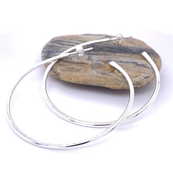 Klassieke Sterling Silver Post Back Hoop Oorbellen - Lichtgewicht massief zilveren hoepels - 1,5, 2, 2,5, & 3" Silver Hoop Earring - Post Back Hoops