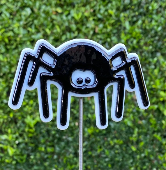 Spider Plant Stake - Halloween Plant Stake- Spider Garden Art - Halloween Decor