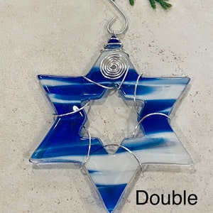 Glass Star of David Wire Wrapped Star Fused Glass Suncatcher Hanukkah Decoration Chanukah Jewish Holiday Star Of David image 10