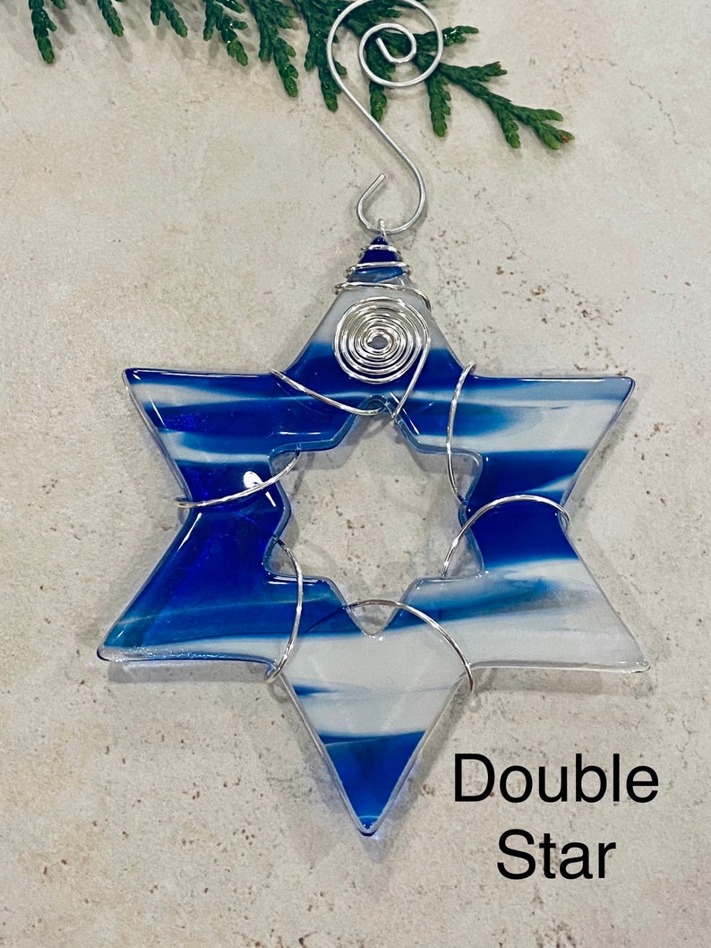 Glass Star of David Wire Wrapped Star Fused Glass Suncatcher Hanukkah Decoration Chanukah Jewish Holiday Star Of David image 10