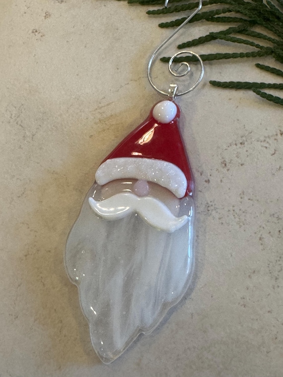 Fused Glass Santa Ornament - Santa Decoration - Santa Claus Ornament - Fused Glass Santa Claus
