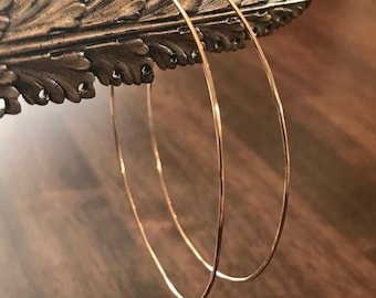 Threader Hoop Earrings- Delicate Hoop Earrings- Thin Hoops- Threader Hoops- Sterling Silver - 14K Gold Fill- Rose Gold Fill- 1.5 to 3.5 Inch