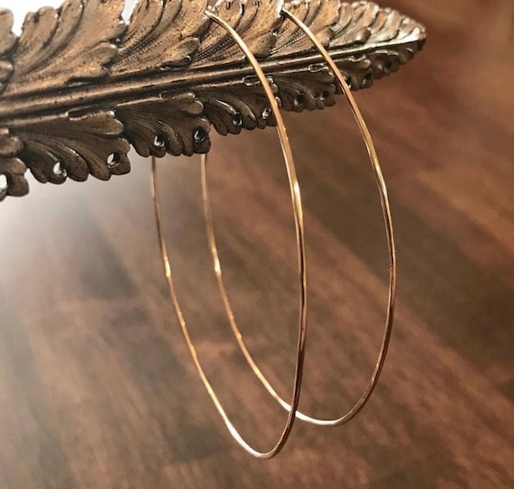 Threader Hoop Earrings- Delicate Hoop Earrings- Thin Hoops- Threader Hoops- Sterling Silver - 14K Gold Fill- Rose Gold Fill- 1.5 to 3.5 Inch