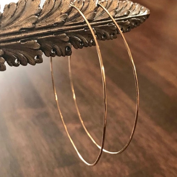 Threader Hoop Earrings- Delicate Hoop Earrings- Thin Hoops- Threader Hoops- Sterling Silver - 14K Gold Fill- Rose Gold Fill- 1.5 to 3.5 Inch