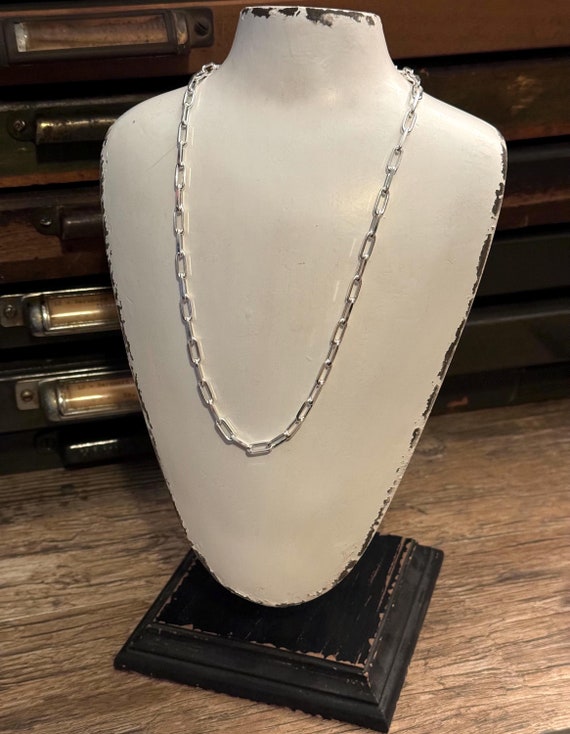 Swivel Lobster Clasp Sterling Paperclip Chain Necklace - Chunky Silver Necklace - Silver Paperclip Chain Necklace With Swivel Lobster Clasp