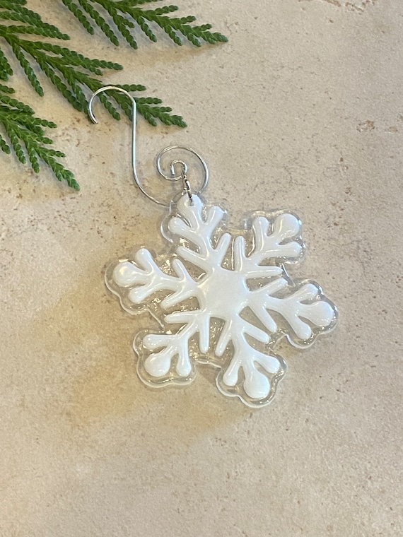 Fused Glass Snowflake Ornament, Snowflake Ornament, Christmas Ornament, Holiday Ornament, Fused Glass Ornament