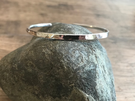 Sterling Silver Cuff Bracelet - Thin Sterling Cuff - Hammered Cuff - Stacking Bracelet - Stacking Cuff - 10 Gauge Sterling Cuff