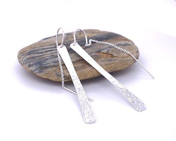 Long Threader Bar Earring - Threader Bar Dangle Earring - Threader Drop Earrings - Silver Threader Earring - Dainty Threader Earring