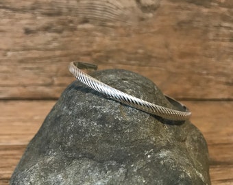 Silver Cuff Bracelet- Stacking Cuff - Patterned Stacking Cuff