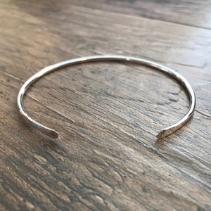 Sterling Silver Cuff Bracelet - Thin Sterling Cuff - Hammered Cuff - Stacking Bracelet - 12 Gauge Stacking Cuff