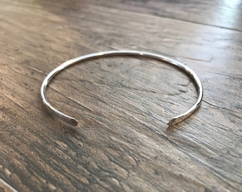 Sterling Silver Cuff Bracelet - Thin Sterling Cuff - Hammered Cuff - Stacking Bracelet - 12 Gauge Stacking Cuff