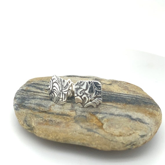 Small Square Post Back Silver Earrings - Square Sterling Silver Earrings - Silver Stud Earrings - Post Back Sterling Square Earrings