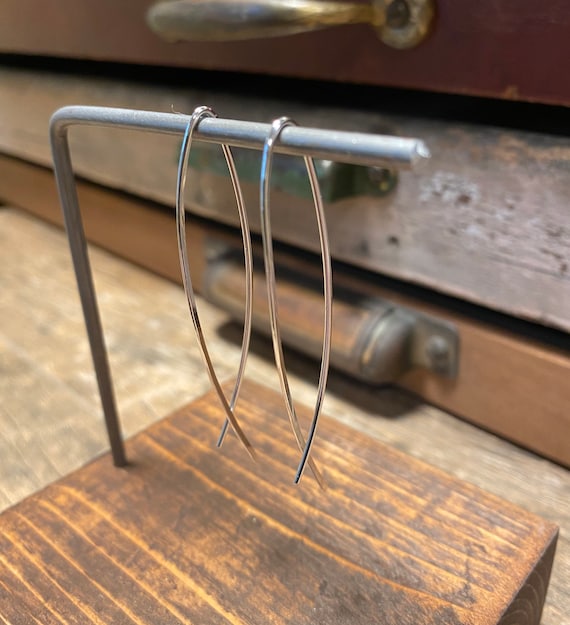 Crossover Earring - Gold Filled Crossover Earring - Sterling Silver Crossover Threader Earring - Arc Fish Earrings - Lightweight Earrings