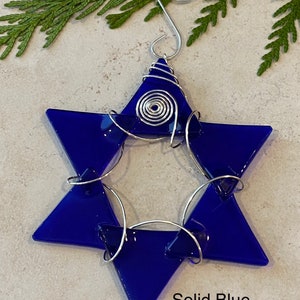 Glass Star of David Wire Wrapped Star Fused Glass Suncatcher Hanukkah Decoration Chanukah Jewish Holiday Star Of David image 3