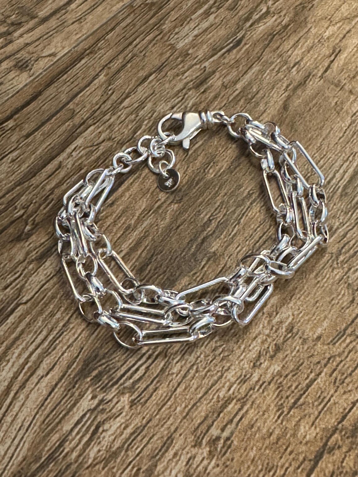 Sterling Silver Oval Link Multi Chain Bracelet - Chunky Silver Chain ...