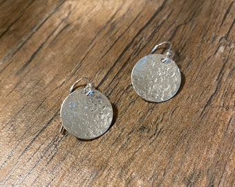 Sweet and Dainty Silver Earrings- Petite Sterling Silver Disk Earrings- Hand Cut & Hammered Earrings