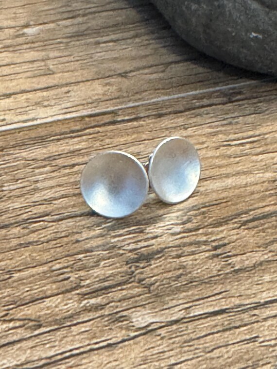 Sterling Silver Stud Earrings, Brushed Sterling Silver Stud Earrings, 1/2 inch Round Stud, 13 mm Sterling Stud