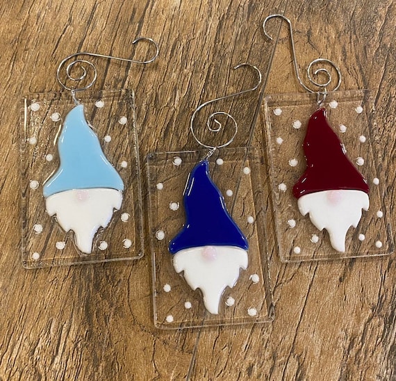 Fused Glass Gnome Ornament
