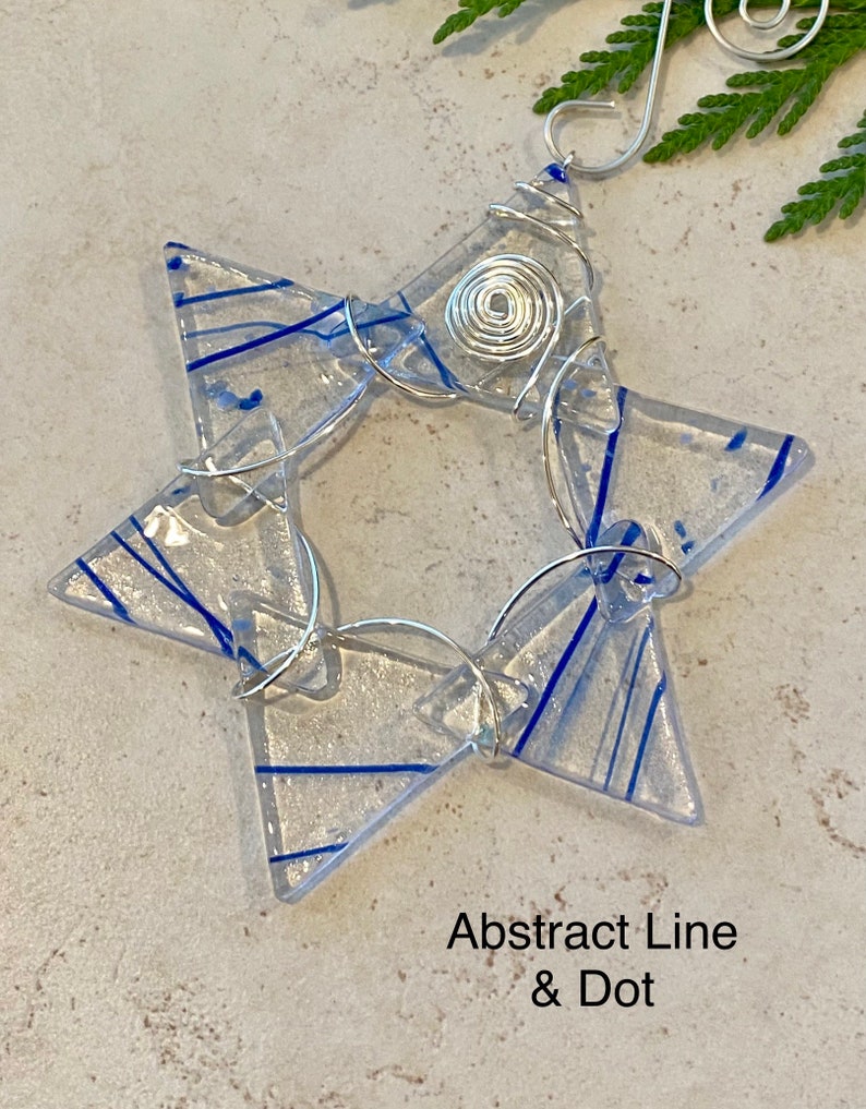 Glass Star of David Wire Wrapped Star Fused Glass Suncatcher Hanukkah Decoration Chanukah Jewish Holiday Star Of David image 4